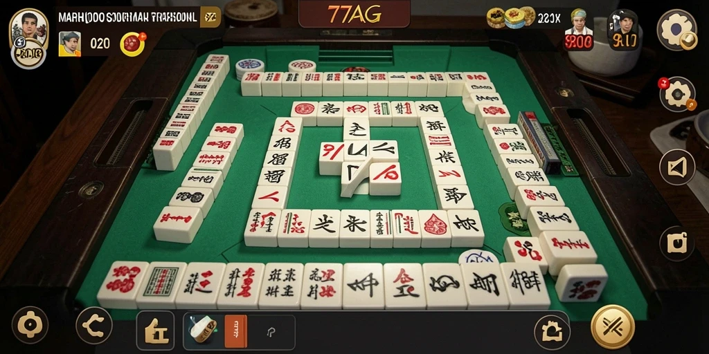 Screenshot menampilkan gameplay seru Mahjong di 77AG.