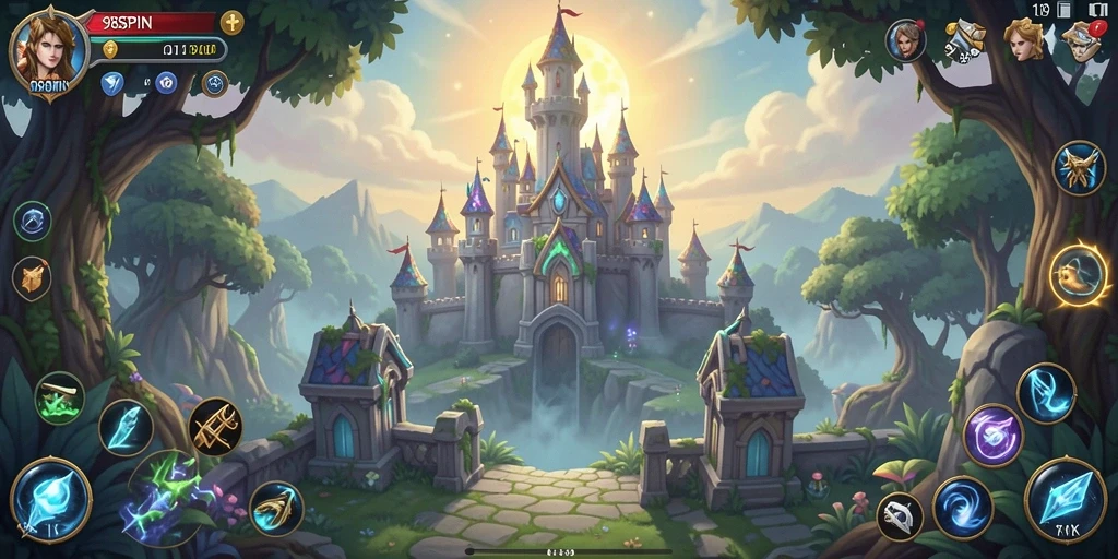 Tampilan menara yang kuat dalam pertempuran Tower Defense.