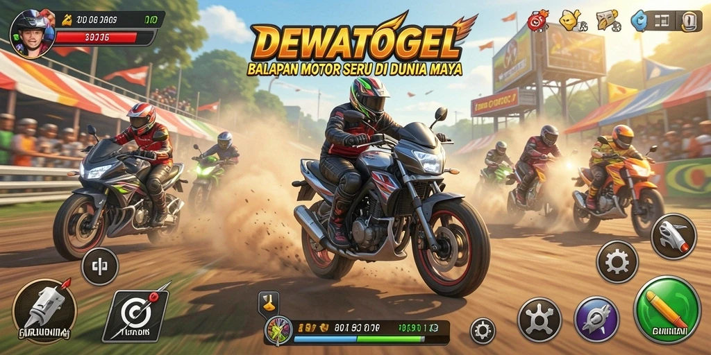 Tampilan memukau dari gameplay balapan motor di DEWATOGEL.