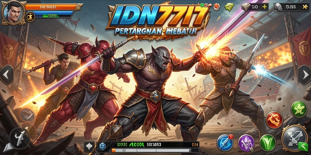 Tampilan seru dari gameplay pertarungan di IDN777.