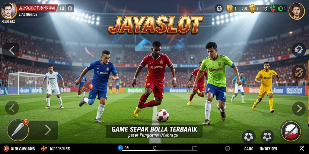 Tampilan gameplay JAYASLOT dengan aksi sepak bola mendebarkan.