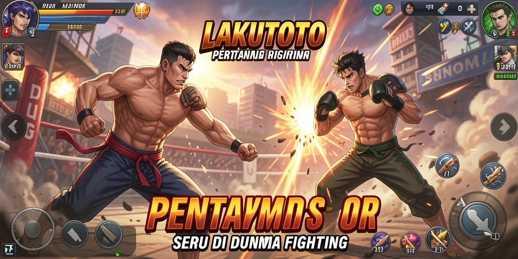 Tampilan action seru dalam LAKUTOTO saat karakter bertarung.