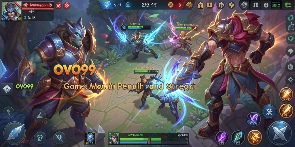 Tampilan gameplay mendebarkan OVO99 dengan pertarungan sengit dan strategi tim.