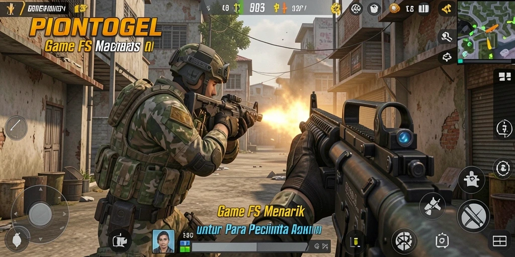 Tangkapan layar utama PIONTOGEL menunjukkan intensitas gameplay FPS.