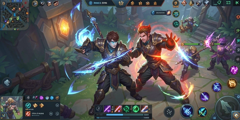 Tangkapan layar utama SR996 menampilkan aksi intens gameplay MOBA.