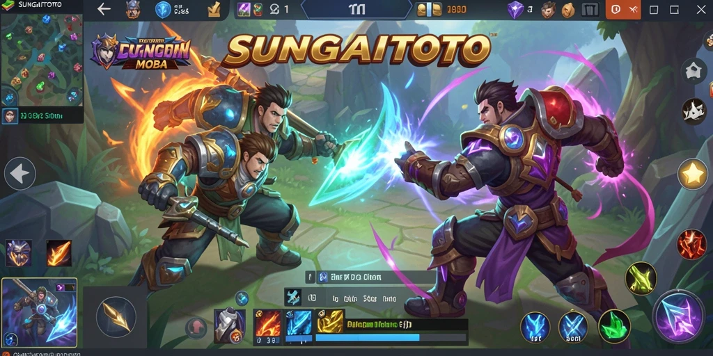 Tangkapan layar gameplay SUNGAITOTO yang menunjukkan pertarungan tim yang mendebarkan.