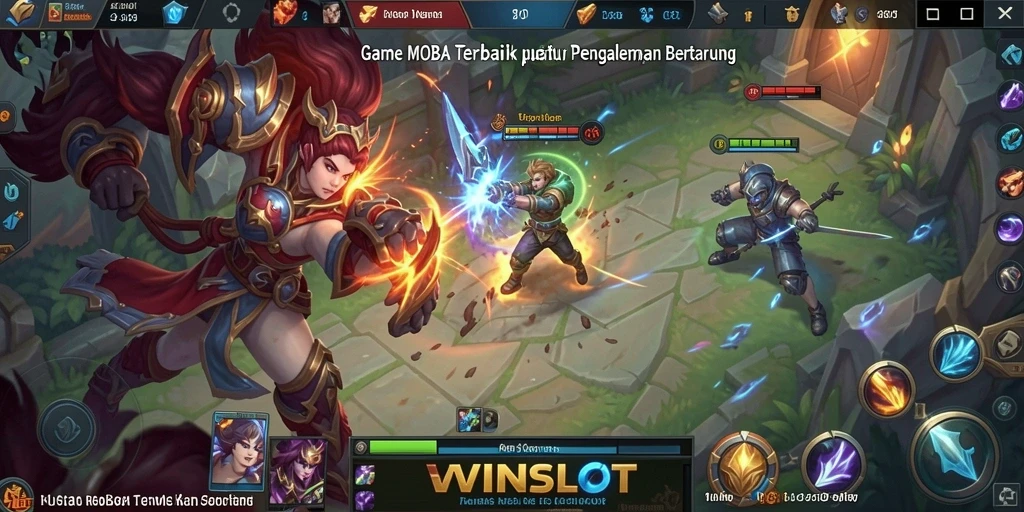 Tangkapan layar menampilkan aksi intens dalam WINSLOT dengan karakter berperang.